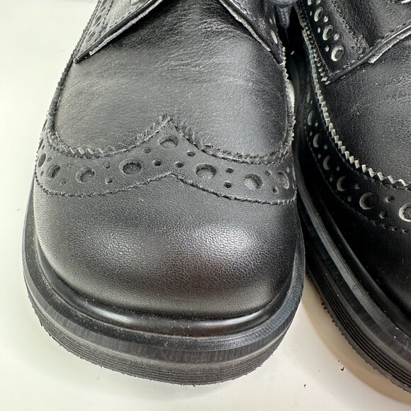 Dr. Martens Black Brogues Made In England Mens Sz 8 Wingtip Chunky Platform Shoe - Picture 6 of 13